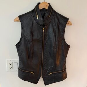 Danier Black Leather Jacket with Gold Zipper